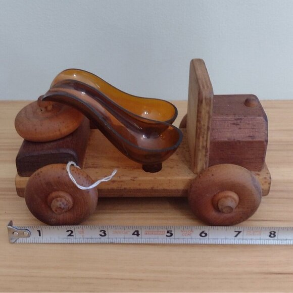 Vintage mid Century S&T Wood Crafts Wooden Car 2 Glass P*pe Rest Holder Rack - Picture 9 of 10